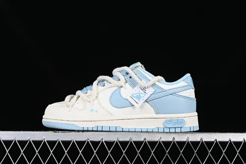 All Categories Nk SB Dunk Series Nk SB Dunk Low Low-top sneakers Gift box version Nk Dunk Low Milk Blue Customized version of deconstructed strap casual sneakers DD1503-123